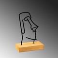 Decoratiune, Moai, 24x8x17 cm, Metal, Lemn/Negru