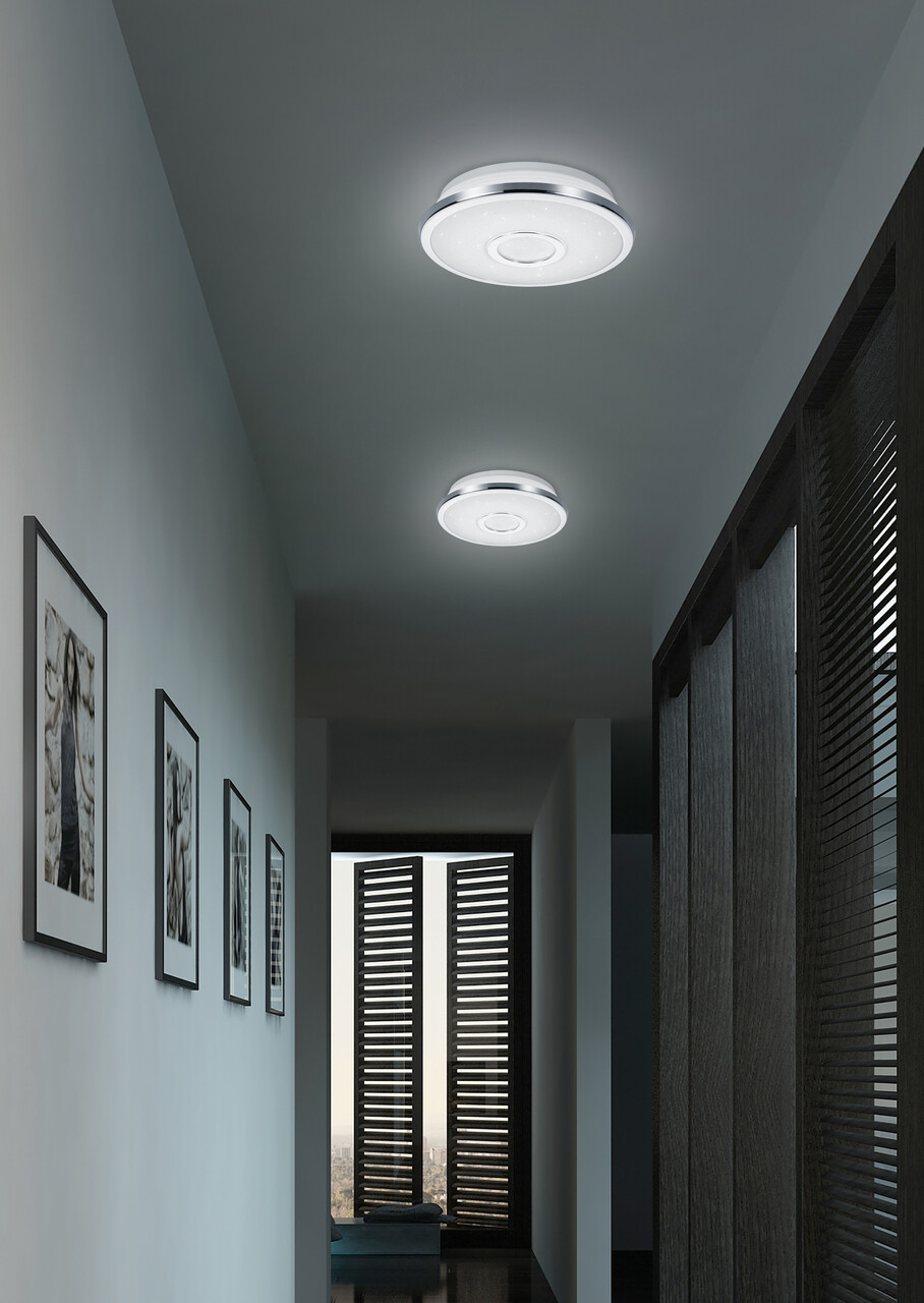 Plafoniera Osaka, TRIO, 42x7.5 cm, 27W, 1x SMD, plastic, argintiu