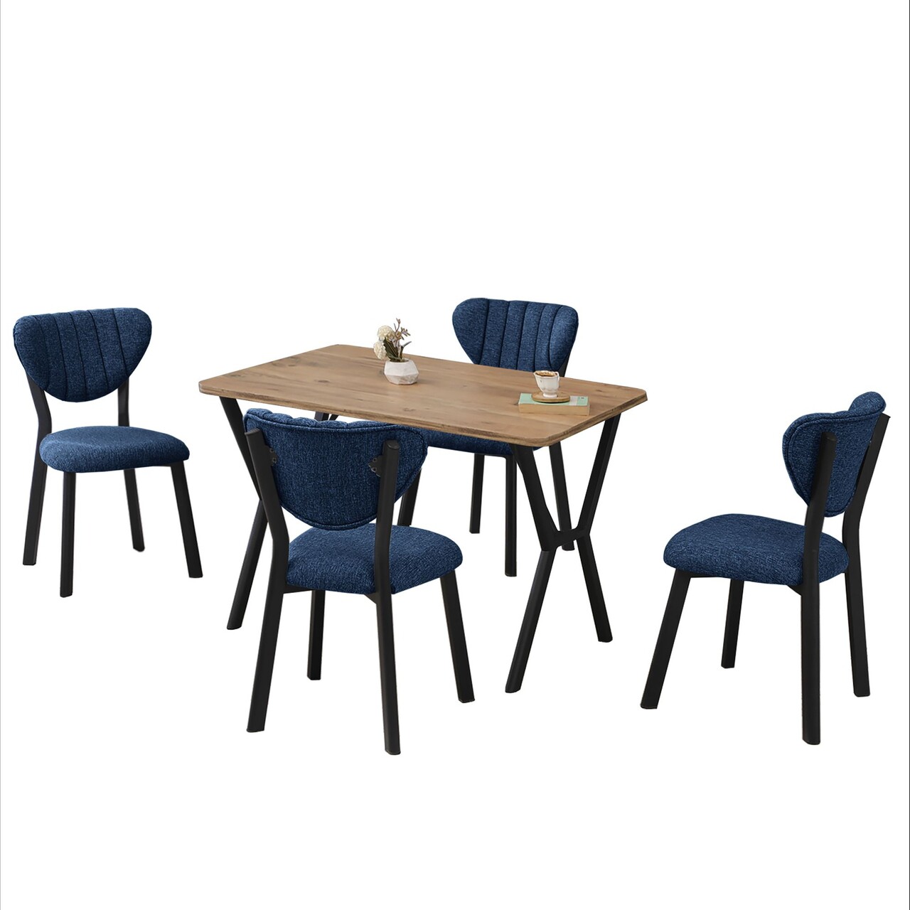 Set masa extensibila si scaune, Hanah Home, Elma, Albastru marin / Nuc - view 4