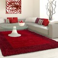 Covor Shaggy Louis Border, Decorino, 80x150 cm, polipropilena, rosu