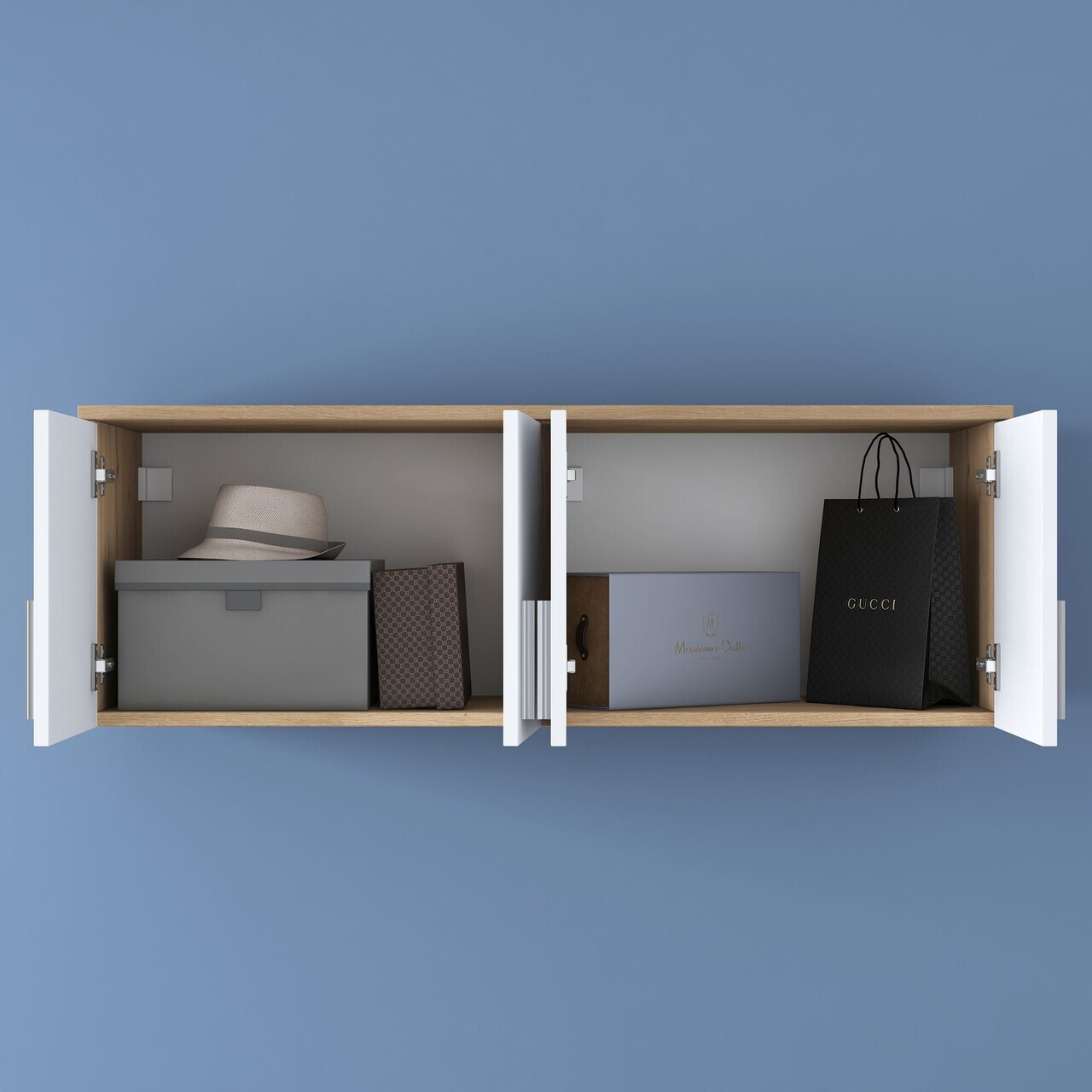 Dulap de perete, Hanah Home, EA150, 120x41.4x37.5 cm, PAL melaminat, Nuc/Alb - view 5