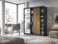 Dulap pentru haine cu oglinda ELTAP, Marrphy III, 180x60x220 cm, MDF/ABS, negru/maro