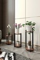 Suport din lemn pentru plante, Poter, Flower Desk Round, MDF , Maro