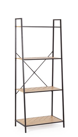 Biblioteca Haldor, Bizzotto, 60.5x36x150 m, otel/MDF furniruit, negru/natural