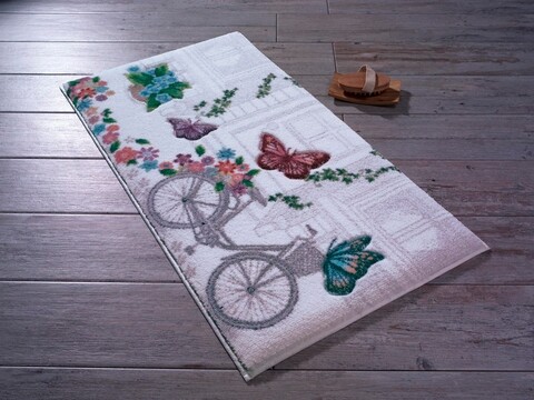 Covoras de baie flower basket, confetti, 80x140 cm, alb