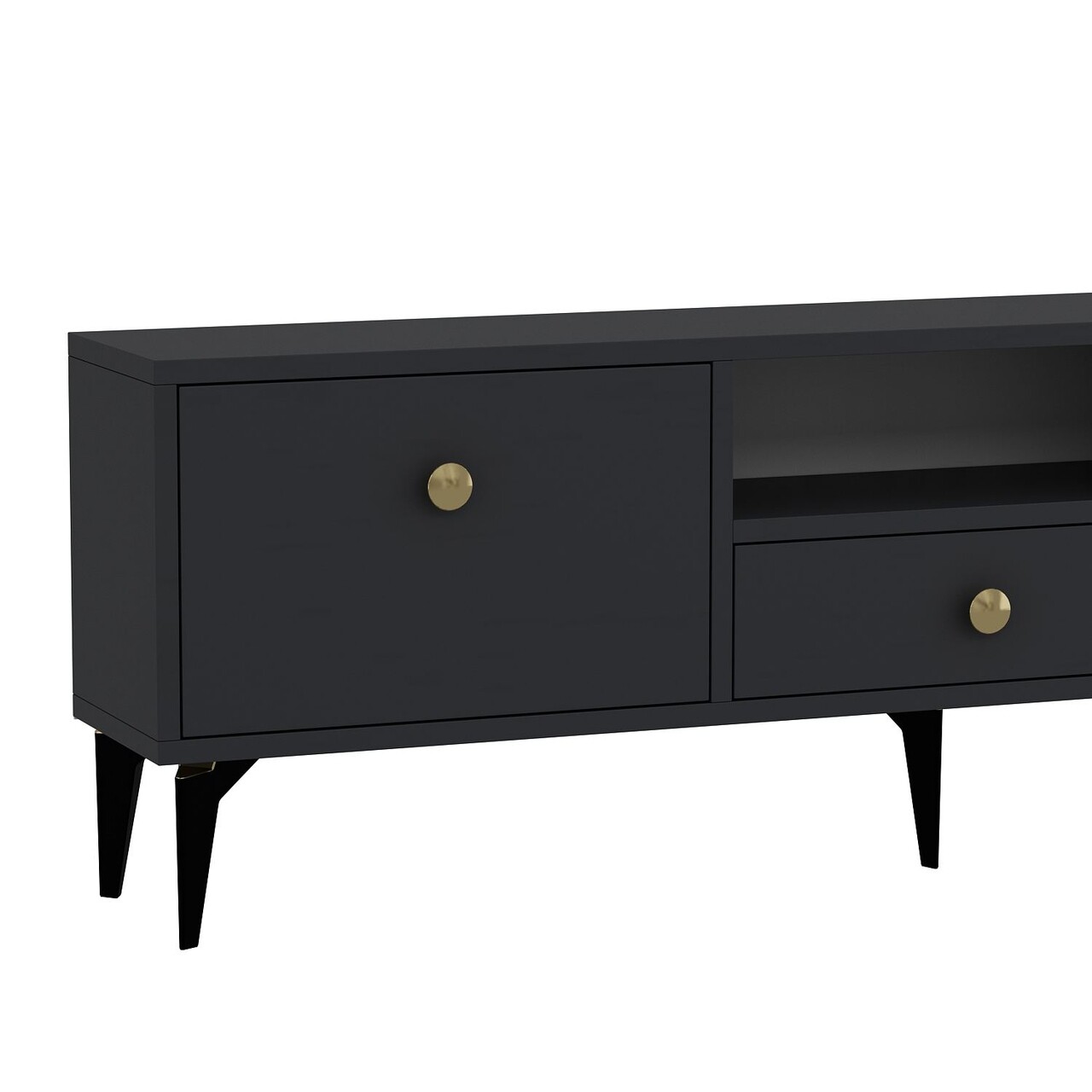 Comoda TV, Hanah Home, 1300-DROP-1, 140x49x30 cm, PAL , Antracit / Aur - view 5