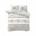 Lenjerie de pat pentru doua persoane Stars and Stars Taupe, Sleeptime,  amestec bumbac