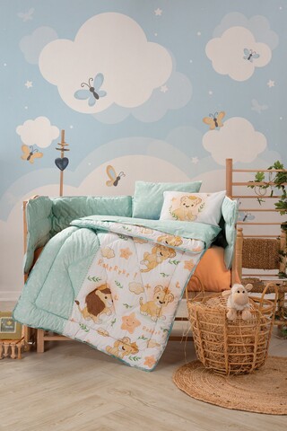 Lenjerie de pat pentru copii, 4 piese, 100×150 cm, 100% bumbac ranforce, Cotton Box, Aslan, menta Lenjerie de pat pentru copii, 4 piese, 100×150 cm, 100% bumbac ranforce, Cotton Box, Aslan, menta