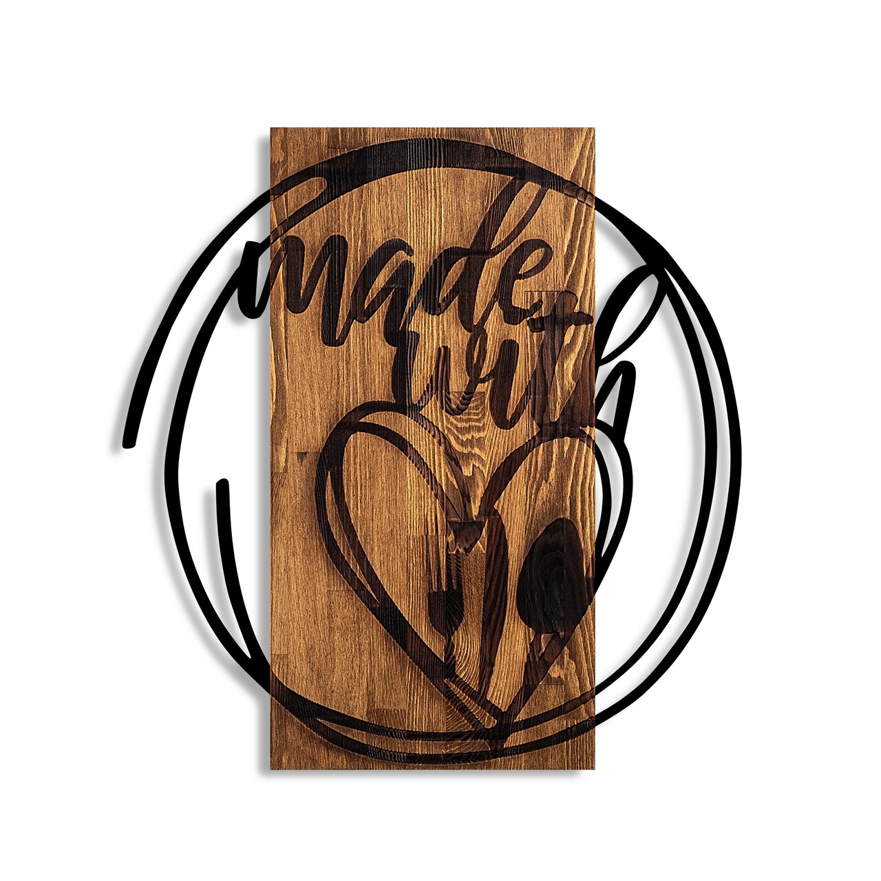 Decoratiune de perete, Made With Love, Dimensiune: 55 x 57 cm, Nuc / Negru - view 5