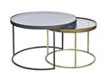 Set 2 masute de cafea Yamir Round, Bizzotto,  75x50 cm, otel/sticla temperata, negru/auriu