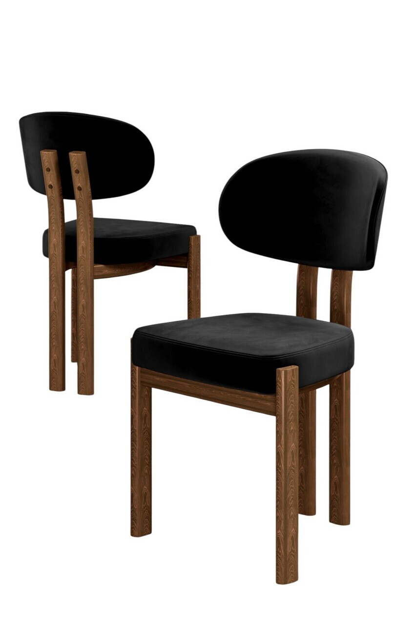 Set scaune 2 piese, Hanah Home, Dore, Negru / Aspect de lemn — imaginea 2