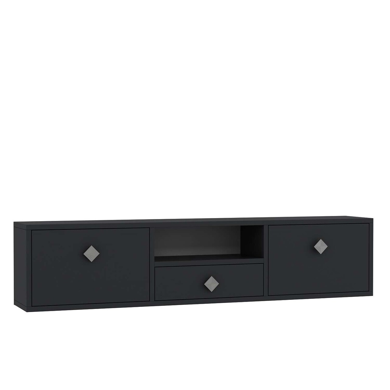 Comoda TV, Hanah Home, 1305-DROP-1, 140x30x30 cm, PAL , Antracit / Argintiu - view 4