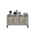 Consola, Odessa, Stria, 120x30x75 cm, PAL, Alb / Marmura