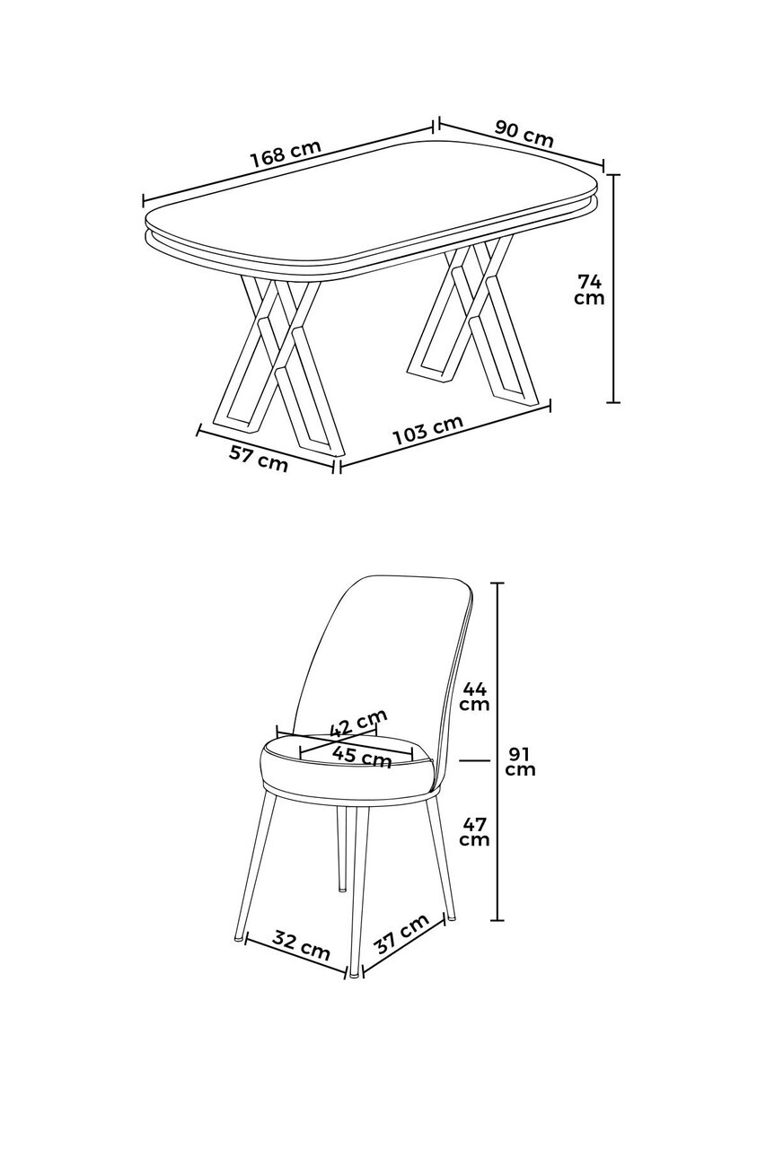 Set masa si scaune (5 piese), Hanah Home, Lai, Antracit / Auriu / Cappuccino — imaginea 3