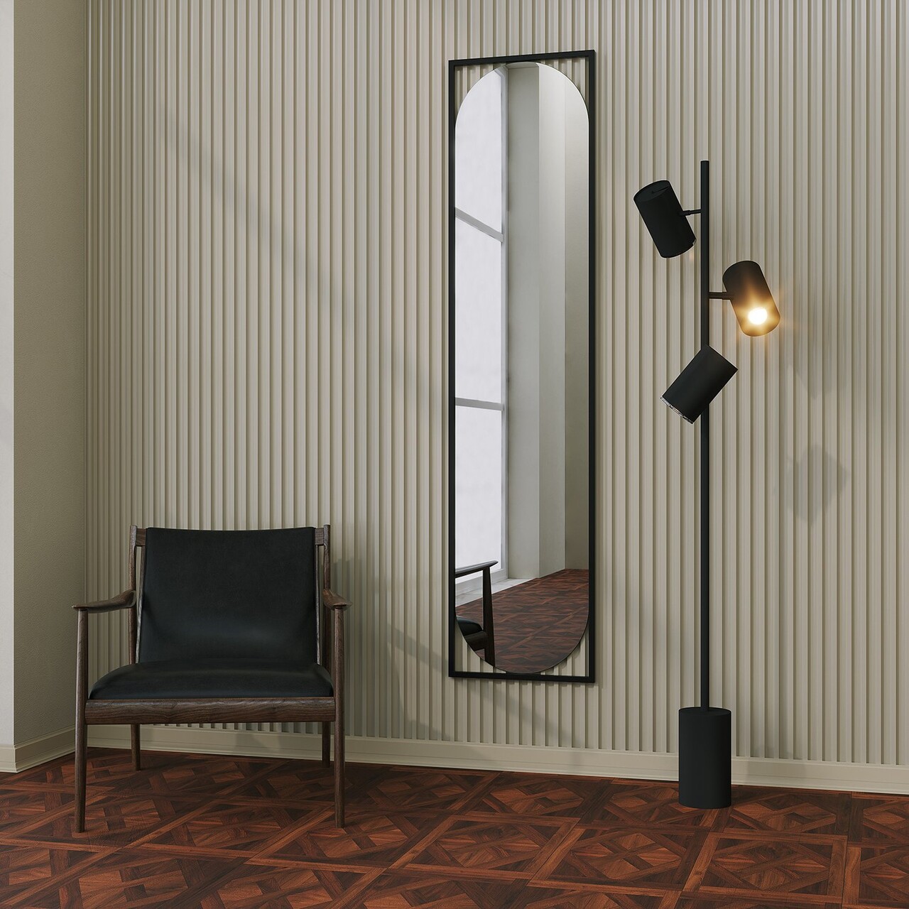 Oglinda decorativa, Neostill, Henri, 40x167 cm, MDF , Negru - 1 | YEO