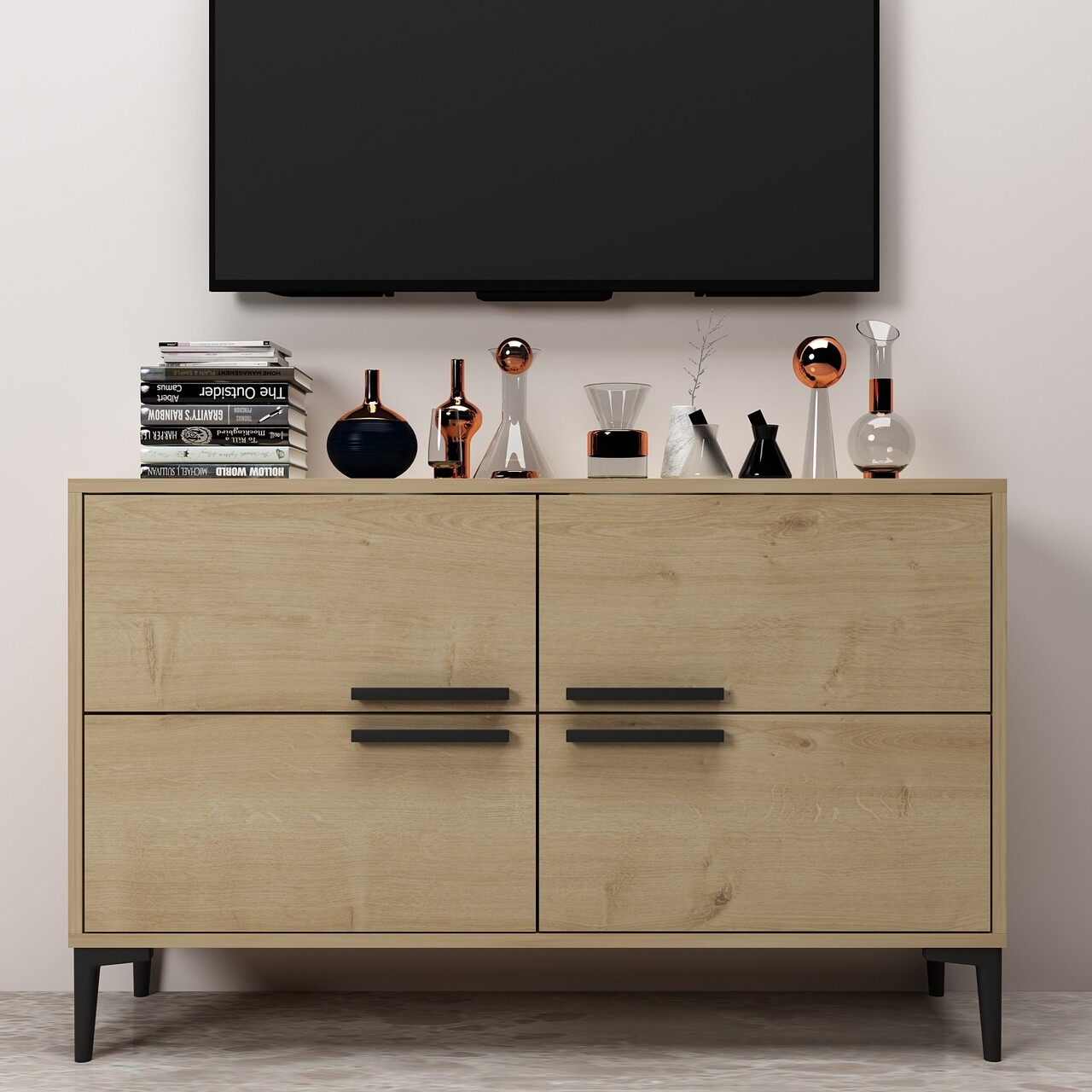 Comoda TV, Odessa, Ctn, 120x75x30 cm, PAL, Maro - 1 | YEO