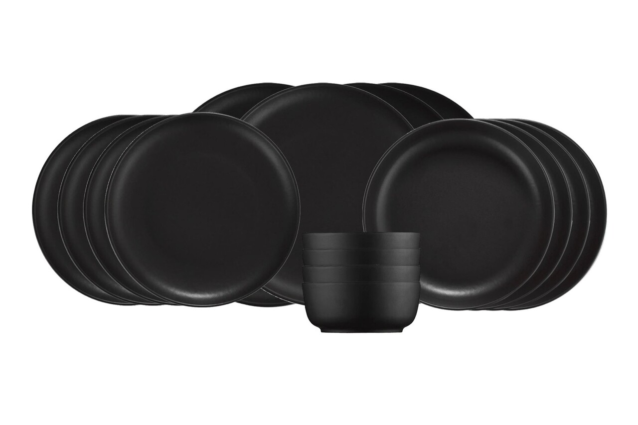 Set de cină (16 bucăți), L'essentiel Maison, 719KTP3344, Farfurie adâncă: 19 x 19 x 5 cm (4 bucăți), Negru mat - view 7