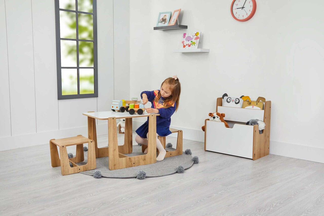 Set masa si scaun pentru copii, Hanah Home, Crane 2 St, Alb / Natural - view 2