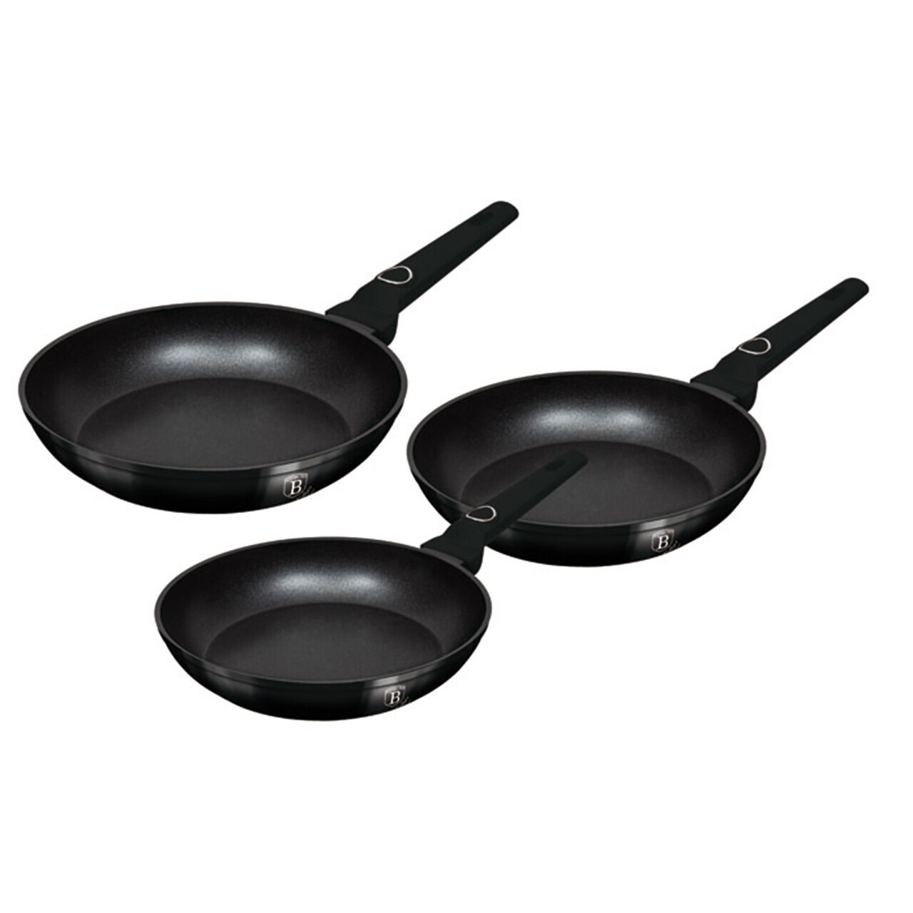 Set 3 tigai Berlinger Haus, Black Vantage, 20/24/28 cm, aluminiu forjat, negru lucios - imagine 2