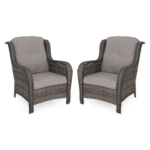 Set 2 fotolii pentru exterior Belham, 89x79x90 cm, otel/poliester, maro/gri