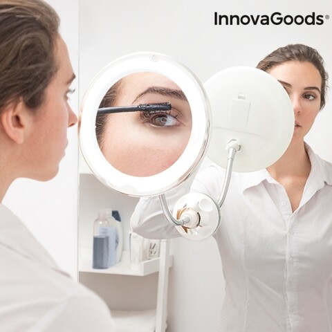 Oglinda cosmetica cu LED cu picior flexibil si ventuza Mizoom InnovaGoods