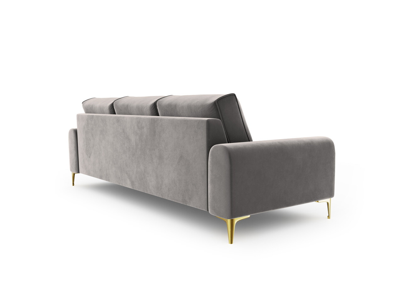 Canapea, Madara, Mazzini Sofas, 3 locuri, gold legs, 222x102x90 cm, catifea, gri deschis
