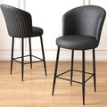 Set scaune de bar 6 piese, Charlotte, Uras, Metal, Antracit / Negru