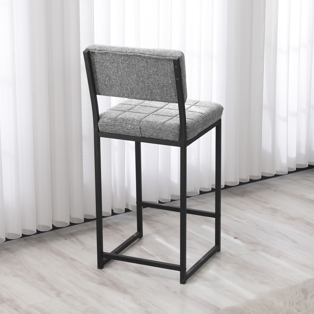 Scaun de bar, Hanah Home, Retro, 40x98x40 cm, Gri - imagine 4
