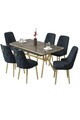 Set masa extensibila si scaune (7 piese), Hanah Home, Nis, Antracit / Aur