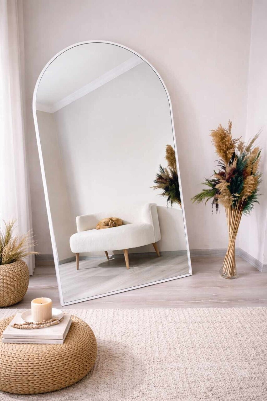Oglinda Cheval, Hanah Home, Oval 100x180, 100x180x1.5 cm, Alb
