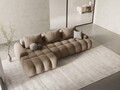 Coltar extensibil stanga 3 locuri, Linz, Cosmopolitan Design, 275x142x84 cm, catifea, bej inchis