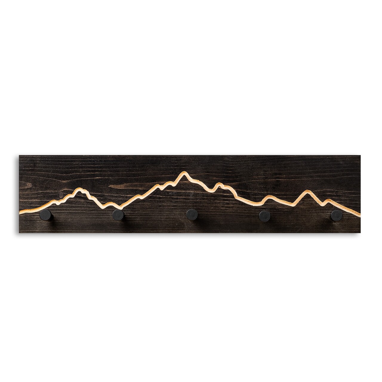 Cuier de perete din lemn, Mountain 1, Lățime: 60 cm Înălțime: 14 cm Adâncime: 5 cm, Negru - view 4