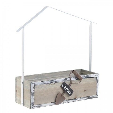 Suport decorativ pentru flori InArt, 38 x 12 x 37.5 cm, lemn, alb/bej