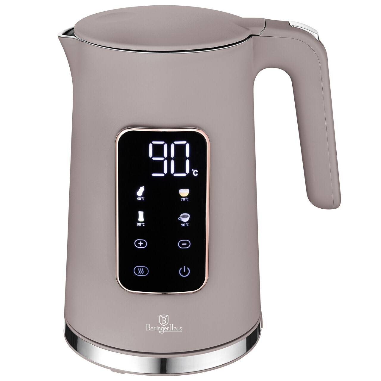 Ceainic electric digital Berlinger Haus, Taupe, 1.7 L, plastic/inox, taupe mat - imagine 5