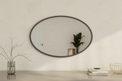 Oglinda decorativa, Siam, Beyo, 60x90x2.2 cm, Antracit
