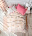 Lenjerie de pat pentru o persoana Young, Jours Fitted - Pink, Cotton Box, Bumbac Ranforce