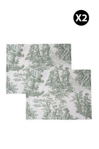 Set de șervețele de masă (2 piese), BST056, Verde/Alb