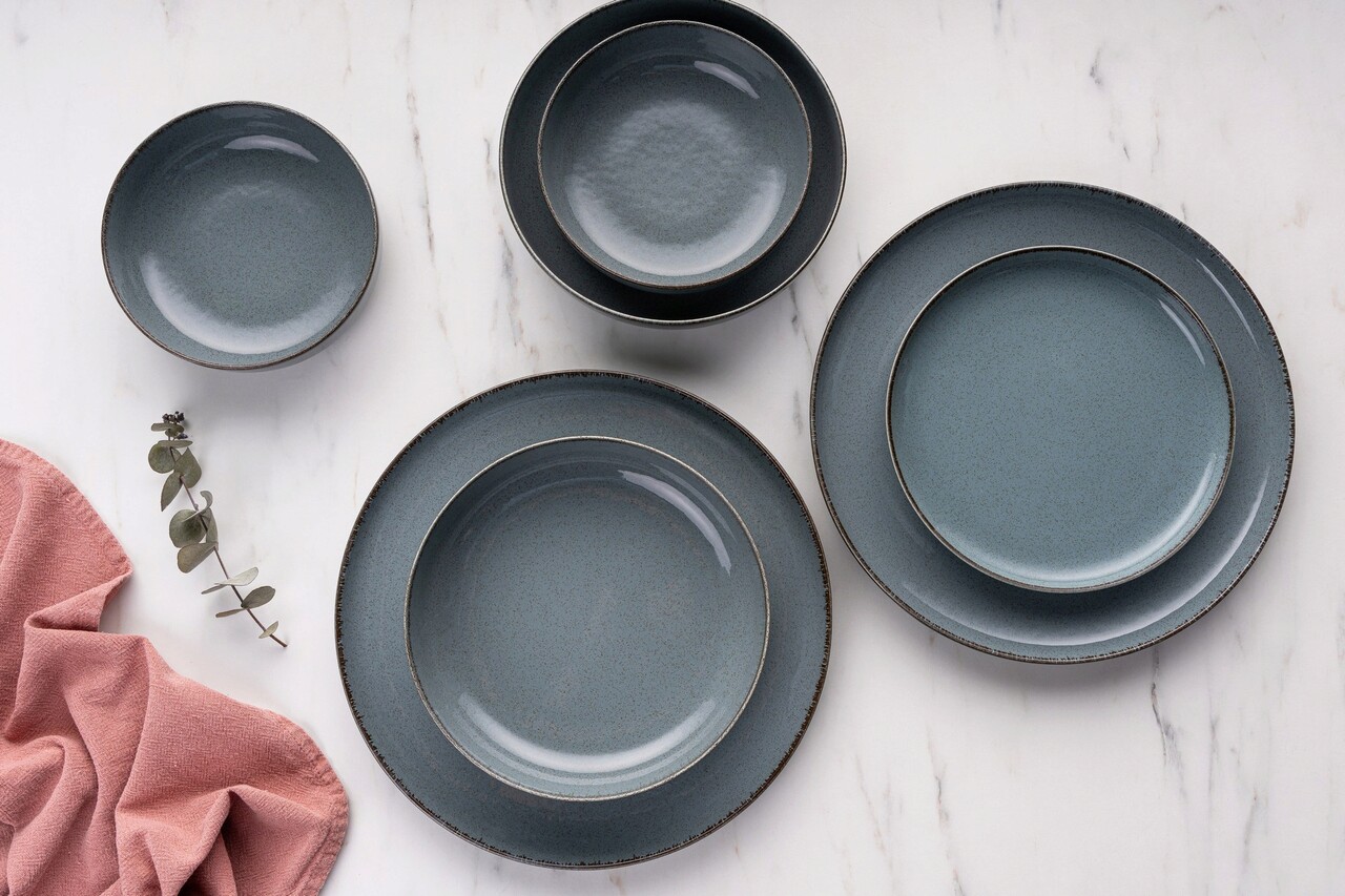 Serviciu de masa Rekitchen 513RKT1109 Portelan  Placă de serviciu: 27 x 27 x 25 cm (6 bucăți) Albastru