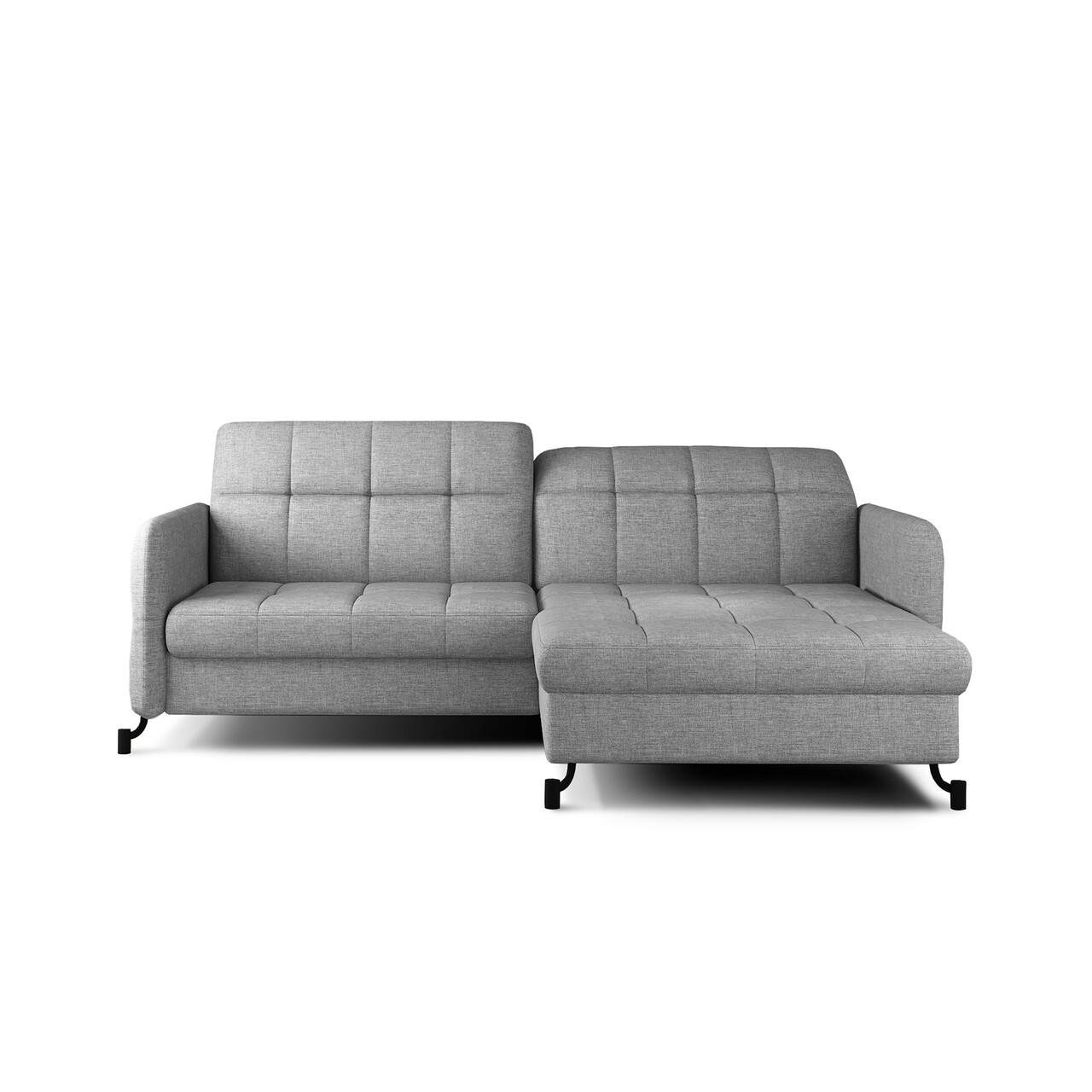 Set coltar extensibil dreapta 3 locuri si taburet ELTAP, Lor_PP_28, Lorelle, 225x160x105 cm / 100x70x45 cm, lemn/poliester, gri deschis - view 2