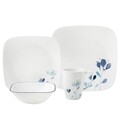 Serviciu de masa 16 piese, Corelle, Dalena, sticla Vitrelle/portelan, alb/albastru