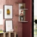 Raft pentru perete, Homitis, Saso - White, Dark Oak, 20x42x85 cm
