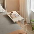 Masuta de cafea in forma de C, cu roti, Vasagle, 55x24x66 cm, max 50 kg, PAL/otel, crem/alb