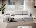 Coltar extensibil stanga 4 locuri ELTAP, LT-03AUB, Berrto, 306x165x100 cm, lemn/poliester, gri deschis