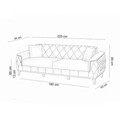 Canapea extensibila cu 3 locuri, Unique Design, 867UNQ1528, Lemn de carpen, Crem