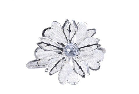 Set 4 inele pentru servetele Cattleya , 4x5.5x4.5 cm, metal, argintiu