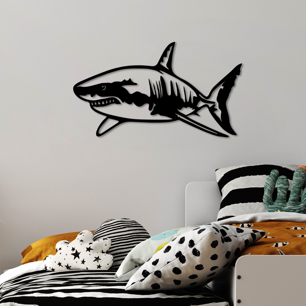 Decoratiune de perete, Shark, 70 x 36 cm, Negru - view 2