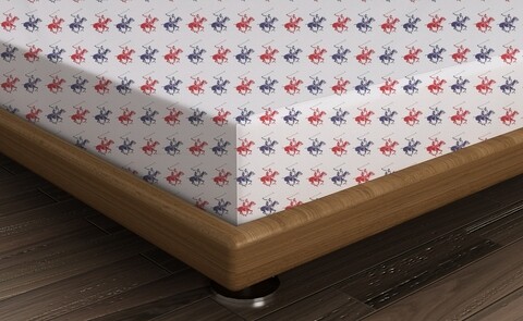 Cearceaf de pat cu elastic, 90x190 cm, 100% bumbac ranforce, Beverly Hills Polo Club, BHPC 011, albastru inchis