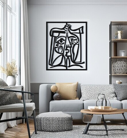 Decoratiune de perete, ART-DC-007, Dimensiune: 50 x 42 cm, Negru