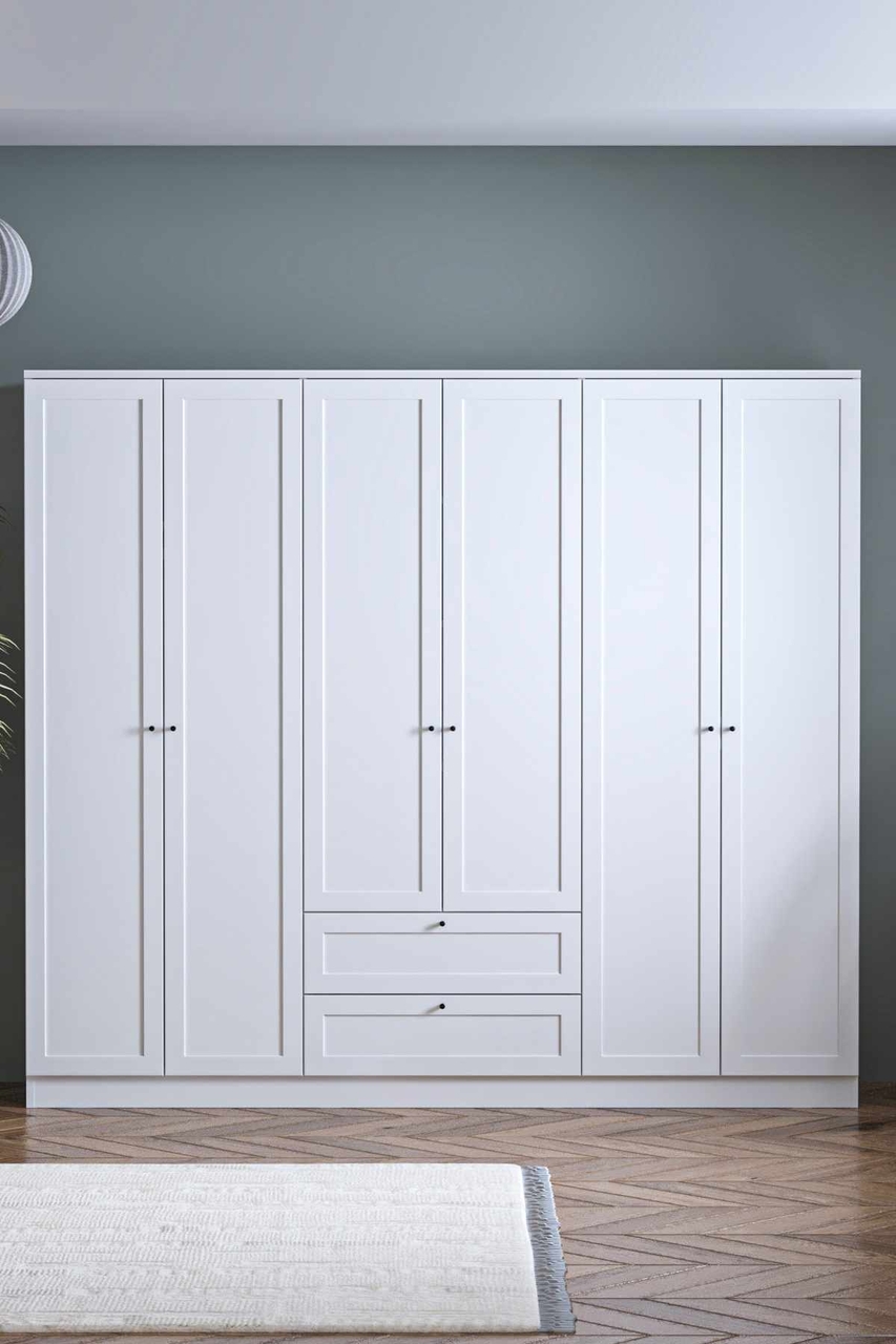 Dulap pentru haine, Hanah Home, Terra 6 182, 205x182x52 cm, Alb