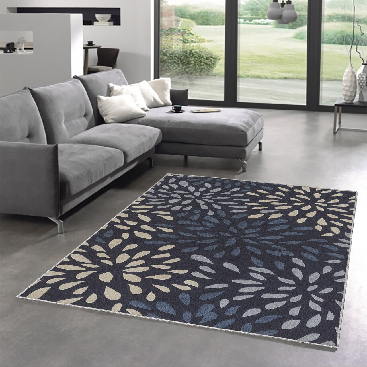 Covor Woopamuk282 100x200 cm BUMBAC/POLIESTER Albastru navy